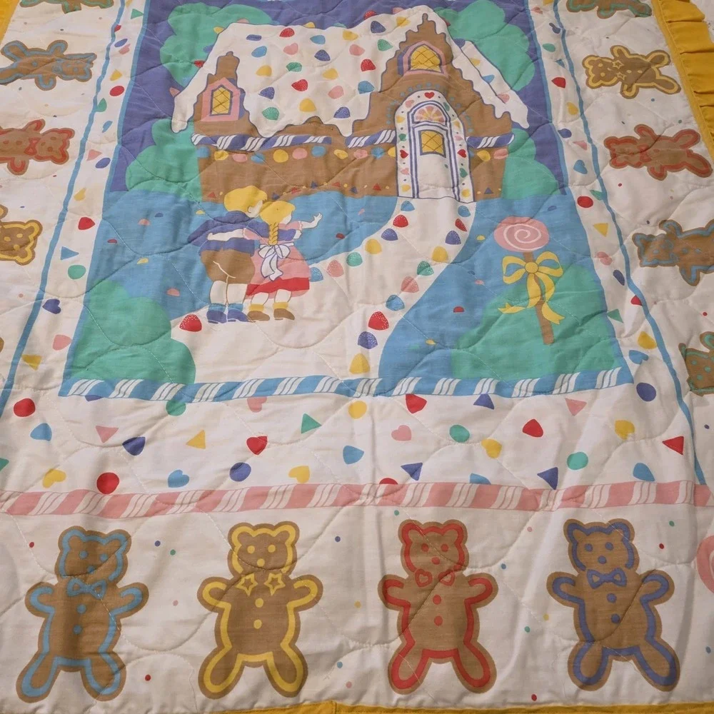 Vintage 90s Hansel And Gretel‎ Handmade Quilt Candy Land References Kids Baby
